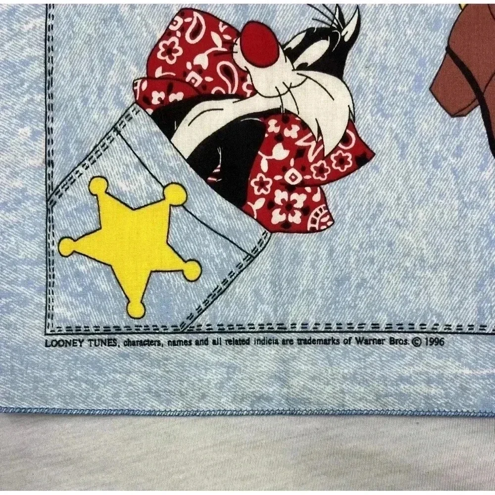 Vintage Looney Tunes Sylvester and Tweety Bird Bandaroos Bandana Western 1996